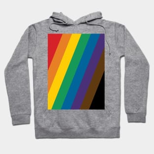 Philadelphia Rainbow Pride Flag (Proud LGBTQ+ Community Pride Flag) Slanted Version Hoodie